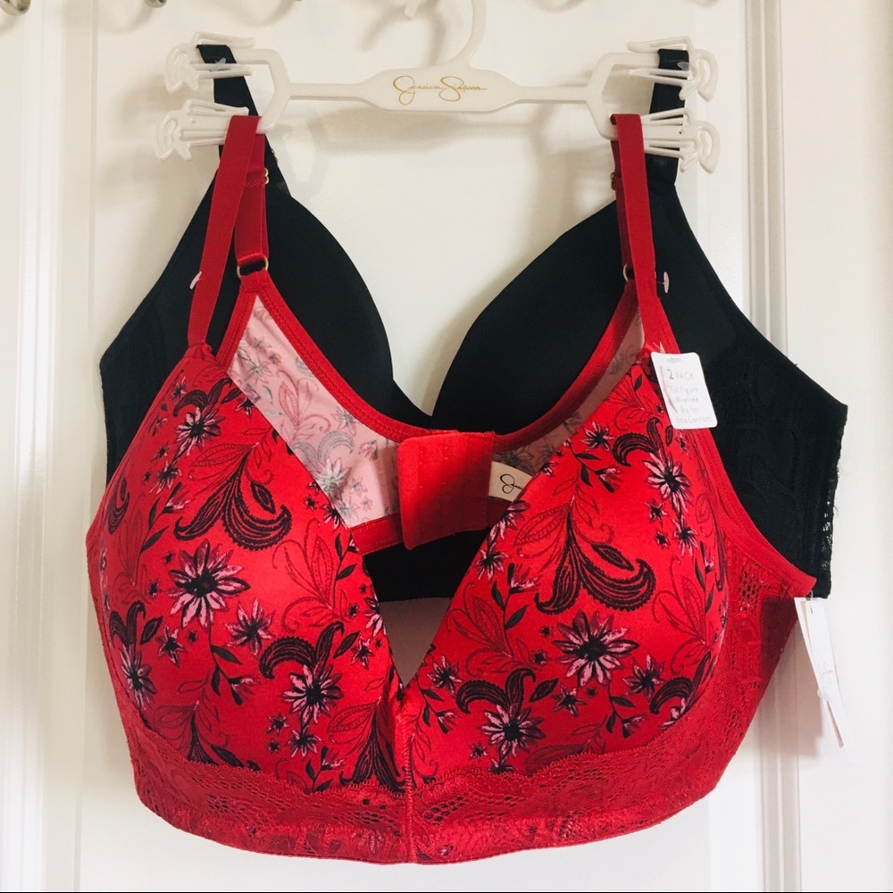 Jessica Simpson 2 pack full figure wirefree lace bra extra comfort plus size 42D